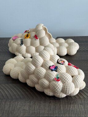 Bubble Slides with Charms | Massage Spa Slippers | Size M2 US Men 9.5 W 11